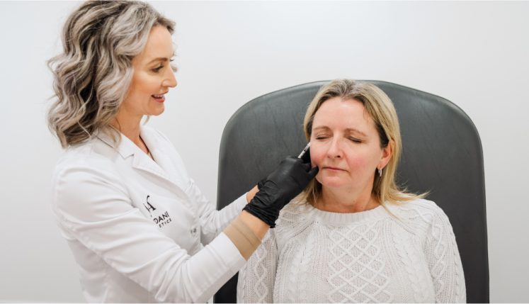 a patient receiving botox treatment while not laying down