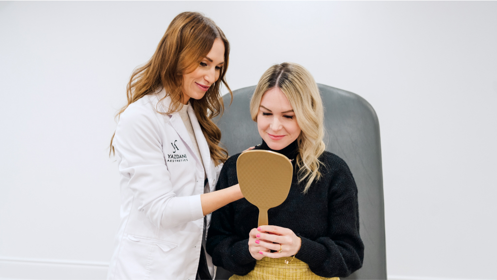 a 40-year-old lady's face after a Botox injection